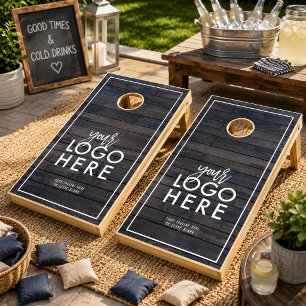 Custom Elegant Business Logo Barn Wood Country Cornhole Set