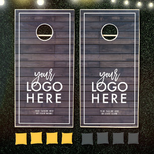 Custom Elegant Business Logo Barn Wood Country Cornhole Set