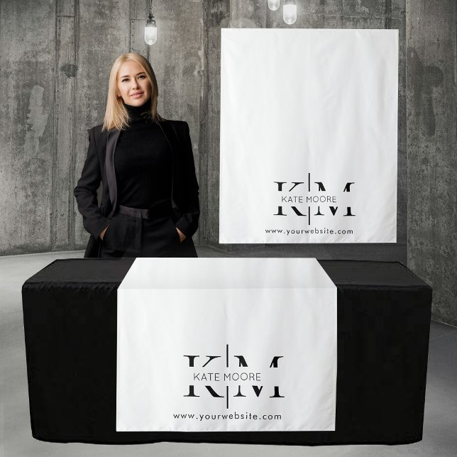 Custom Elegant Business Table Runner Banner White Tapestry (Custom Elegant Business Table Runner Banner White Tapestry)