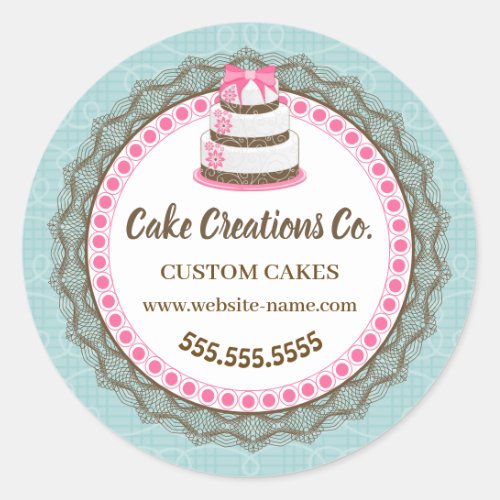 Custom Elegant Cake Packaging Classic Round Sticker