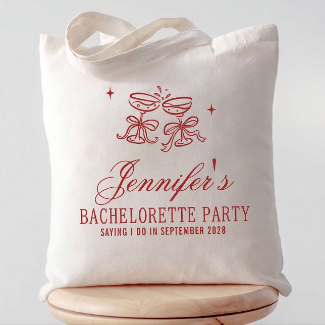 Custom Elegant Calligraphy Bachelorette Party  Tote Bag (bridal party tote bag gift, bridesmaid proposal gift tote bag, bachelorette party tote bag gift)