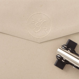 Custom Elegant Calligraphy Couple Names Initials Embosser