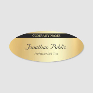 Custom Elegant Calligraphy Modern Glamour Gold Name Tag