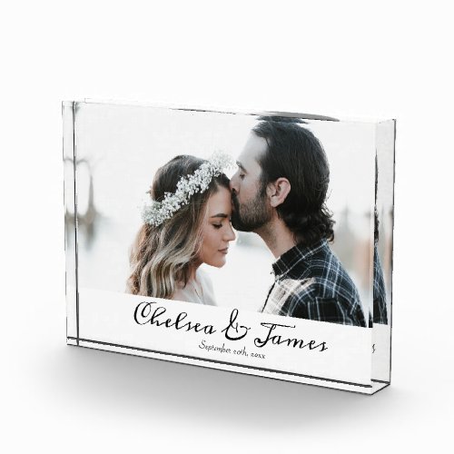 Custom Elegant Calligraphy Photo Newlyweds Couple