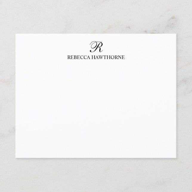 Custom Elegant Calligraphy Script Monogram Note Card (Front)