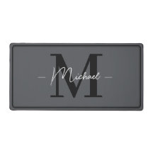 Custom Elegant Charcoal Gray Initial Office Name