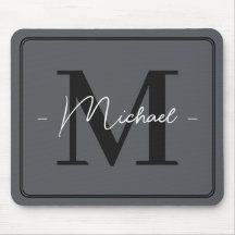 Custom Elegant Charcoal Gray Initial Office Name