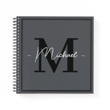 Custom Elegant Charcoal Gray Initial Office Name