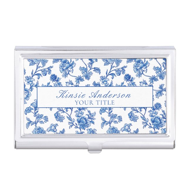 Custom Elegant Chinoiserie  Business Card Case (Front)