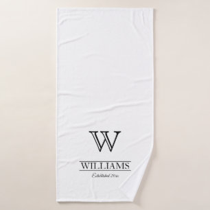 Custom Elegant Classic Initial Family Name Bath Towel