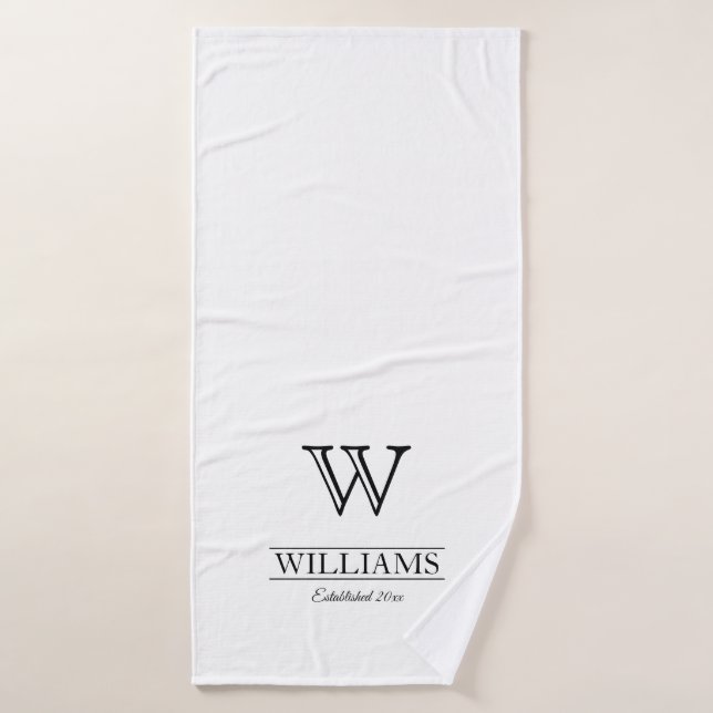 Custom Elegant Classic Initial Family Name Bath Towel (Bath Towel)