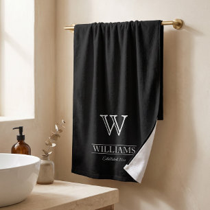 Custom Elegant Classic Monogram Family Name Hand Towel