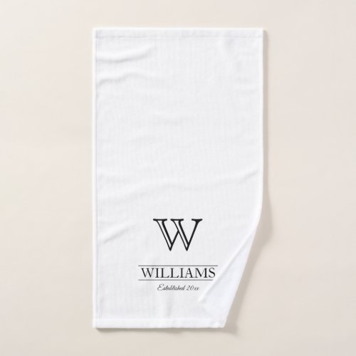 Custom Elegant Classic Monogram Family Name Hand Towel