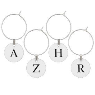 Custom Elegant Classic Monogram Letter Wine Charm