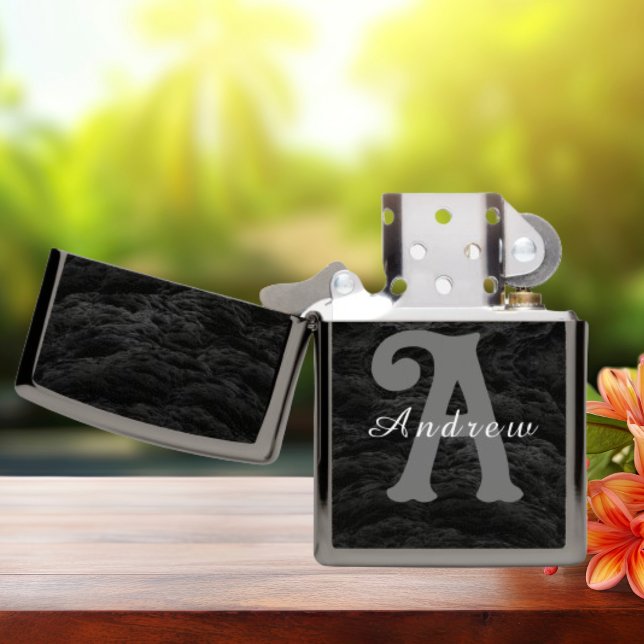 Custom Elegant Classic Script Grey Text Zippo Lighter (Creator Uploaded)