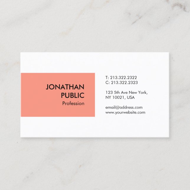 Custom Elegant Color Modern Professional Simple Business Card (Front)