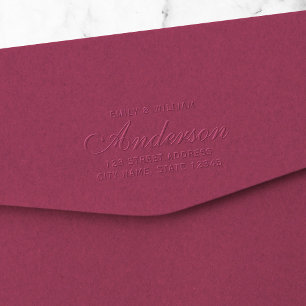 Custom Elegant Couple Family Name Home Address Embosser