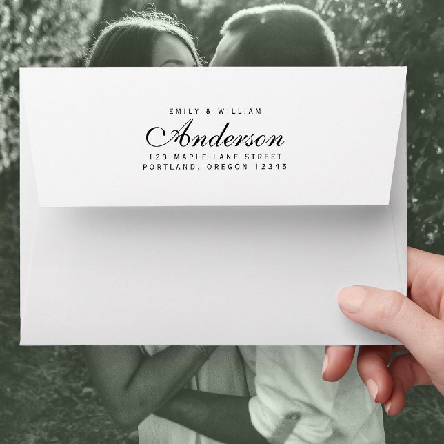 Custom Elegant Couple Family Name Return Address Envelope (Creator Uploaded)