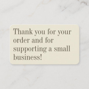 Custom Elegant Cream Small Business Packaging Card