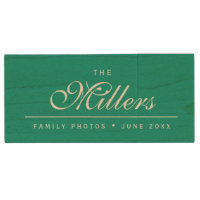 Custom Elegant Cursive The Family Name Wood USB Flash Drive