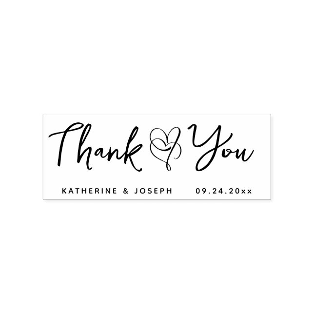 CUSTOM ELEGANT & CUTE HEART THANK YOU WEDDING RUBBER STAMP (Imprint)