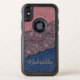 Custom Elegant Cute Stylish Floral Lace Pattern OtterBox Commuter iPhone X Case