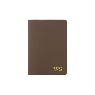 Custom Elegant Dark Coffee Monogram Passport Holder