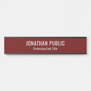 Custom Elegant Dark Red Template Long Door Sign