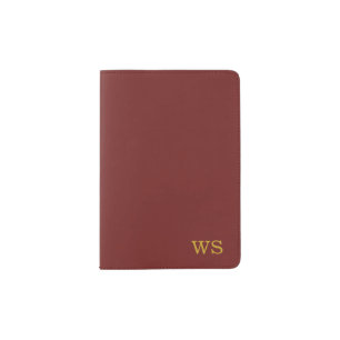 Custom Elegant Dark Wine Monogram Passport Holder