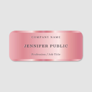 Custom Elegant Design Template Luxurious Rose Gold Name Tag
