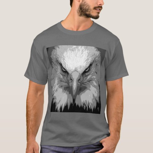Custom Elegant Eagle Face Mens Dark Grey Template T_Shirt