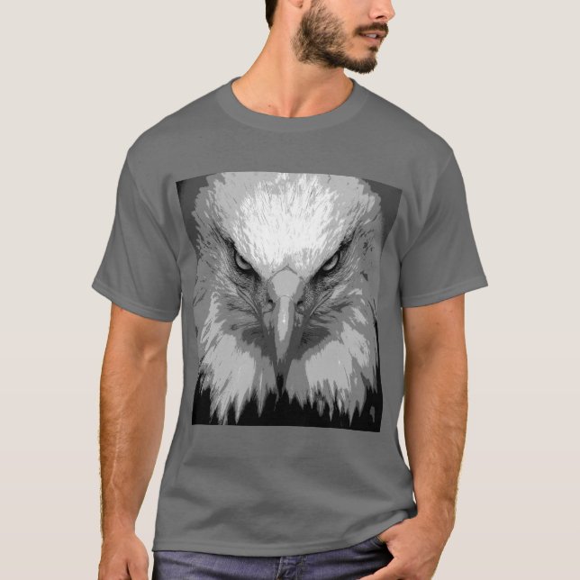 Custom Elegant Eagle Face Men's Dark Grey Template T-Shirt (Front)
