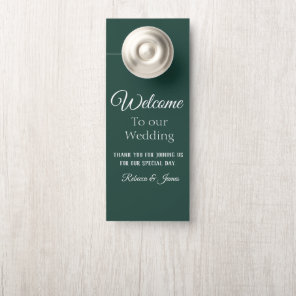 Custom Elegant  Emerald Green Wedding Welcome  Door Hanger