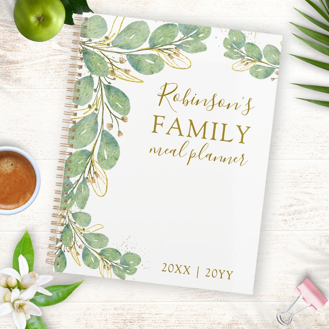 Custom Elegant Eucalyptus Greenery Family Meal Planner (Creator Uploaded)