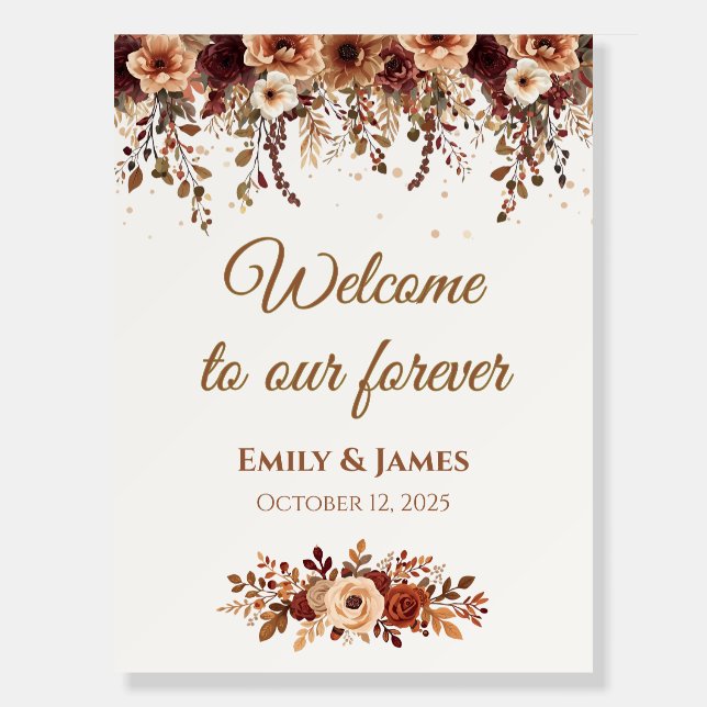 Custom Elegant Fall Wedding Welcome  Foam Board (Front)
