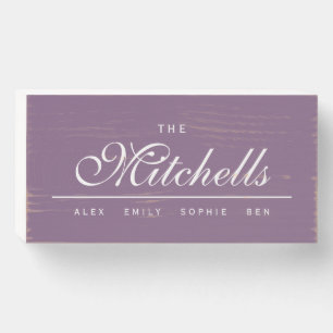 Custom Elegant Family Names Wooden Box Sign