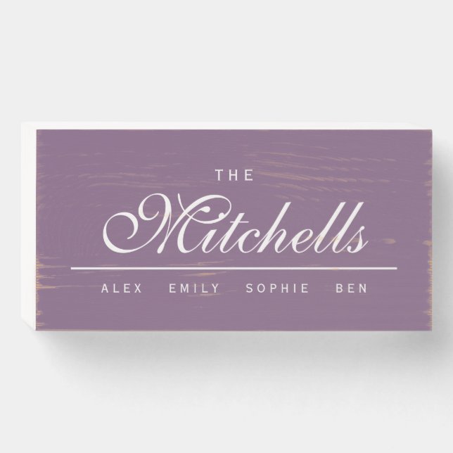 Custom Elegant Family Names Wooden Box Sign (Front Horizontal)