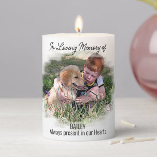 Custom Elegant Family Pet Picture Memorial Pillar Candle
