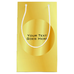 Custom Elegant Faux Gold Metallic Look Add Text Small Gift Bag
