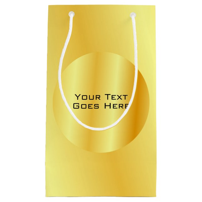 Custom Elegant Faux Gold Metallic Look Add Text Small Gift Bag (Front)