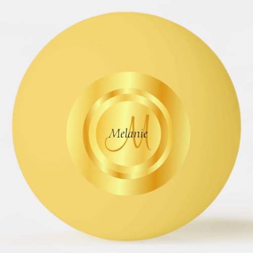 Custom Elegant Faux Gold Modern Monogram Template Ping Pong Ball