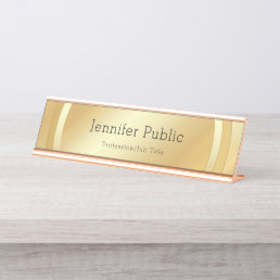 Custom Elegant Faux Gold Modern Template Desk Name Plate