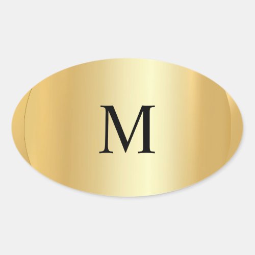 Custom Elegant Faux Gold Monogram Template Oval Sticker