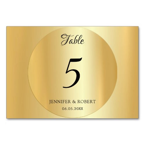 Custom Elegant Faux Gold Template Handwritten Table Number