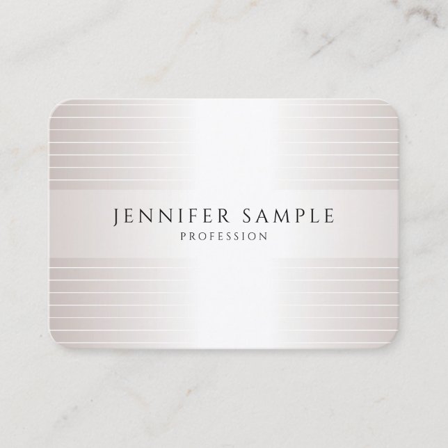 Custom Elegant Faux Silver Modern Simple Template Business Card (Front)