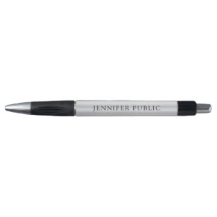 Custom Elegant Faux Silver Template Name Black Pen