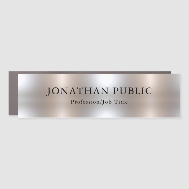 Custom Elegant Faux Silver Trendy Template Car Magnet (Front)