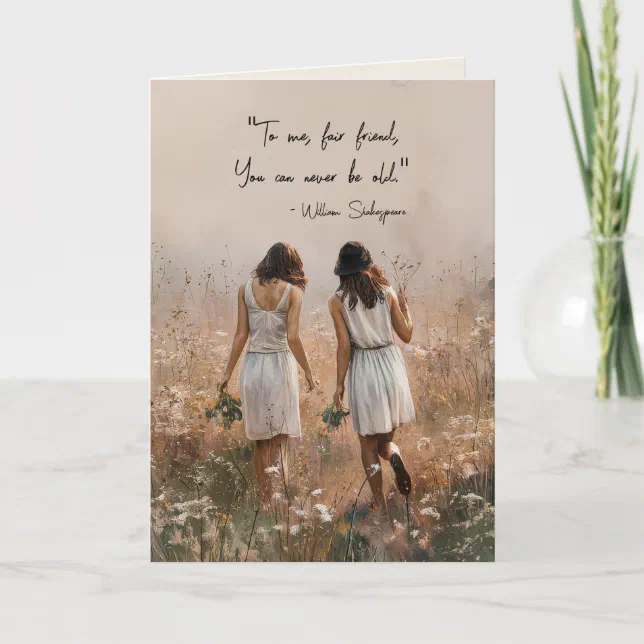 Custom Elegant Floral Friendship Quote Birthday Card