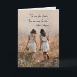 Custom Elegant Floral Friendship Quote Birthday Card<br><div class="desc">Celebrate the beauty of lifelong friendships with this elegant birthday card, perfect for expressing heartfelt sentiments to a dear friend. The front of the card features a charming illustration of two friends walking hand-in-hand through a serene wildflower field, evoking a warm, nostalgic feeling. The quote “To me, fair friend, you...</div>