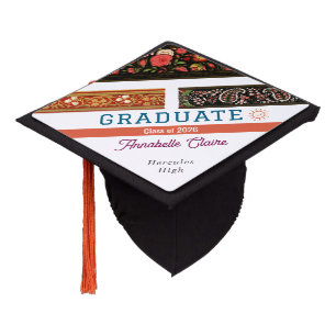 Custom Elegant Floral Graduation Class of 2026 Cap Topper